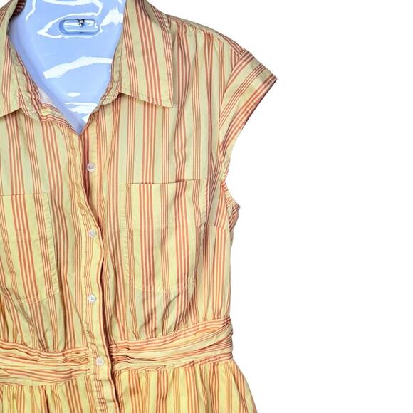 Derek Lam 10 Crosby 100% Cotton Yellow Orange Striped Shirt Dress Sz FR 48 US 12 - Picture 5 of 10